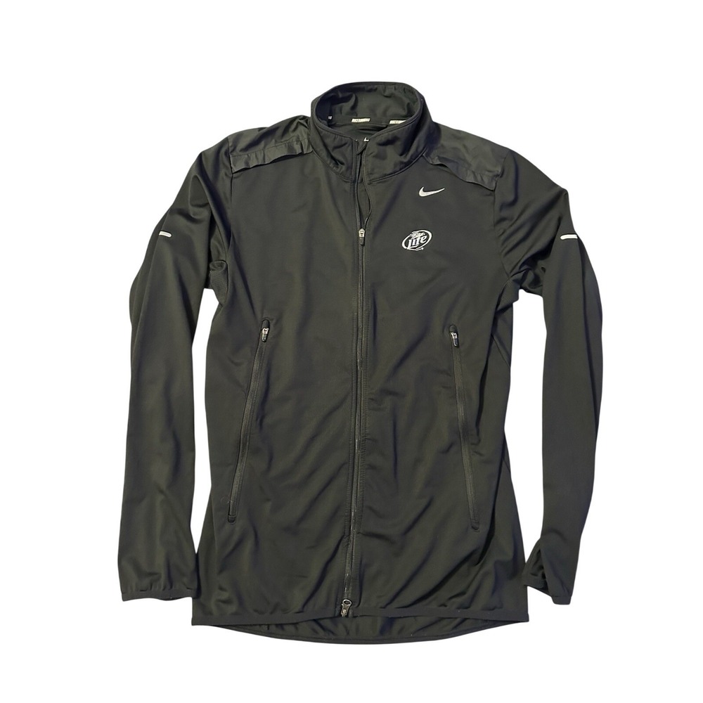 Nike Running Men's Full Zip Jacket Black Reflective Miller Lite Size Small